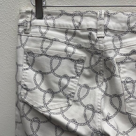 CAbi #761 Nautical Rope Print Bootlet Denim Cropped Pants Size 6 - Picture 11 of 12